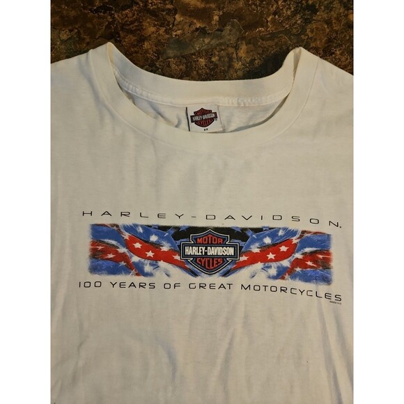 harley davidson t shirts White Mens 3X Measures 29chest 31 Long 2002 Tshirt - Picture 3 of 6